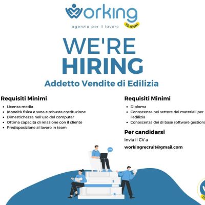 1/25 – Ricerca di Personale – Addetto alle Vendite di Edilizia
