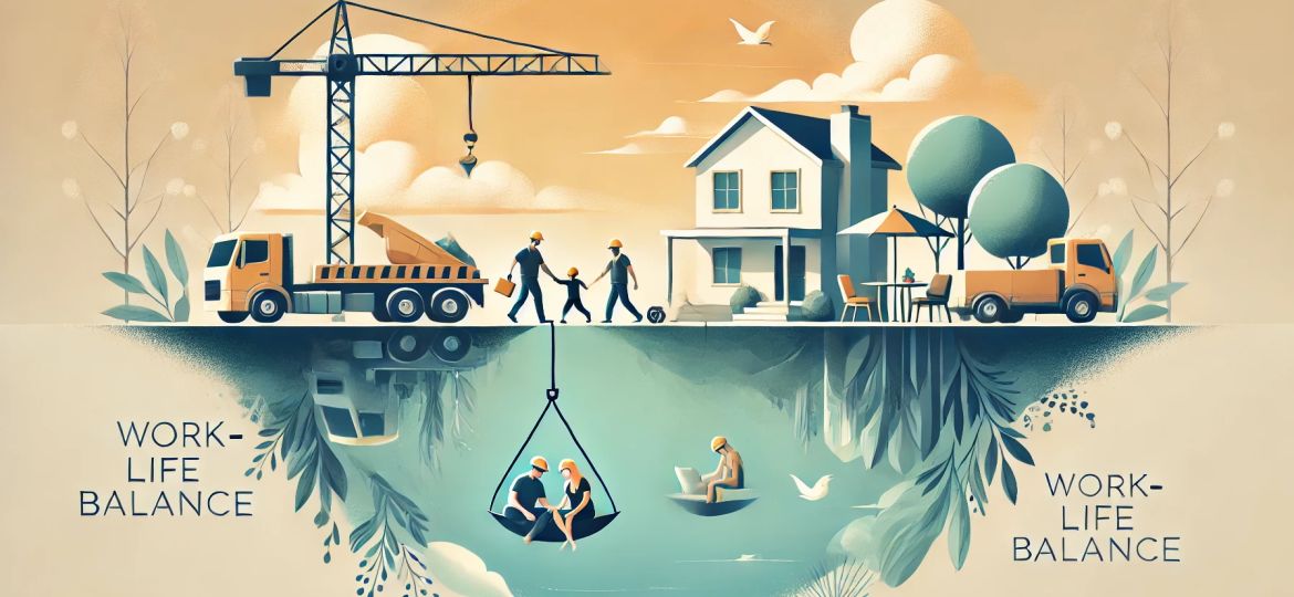 DALL·E 2024-12-30 14.25.53 - A wide illustration representing work-life balance in the construction industry. The design features a harmonious blend of a construction site with wo copia
