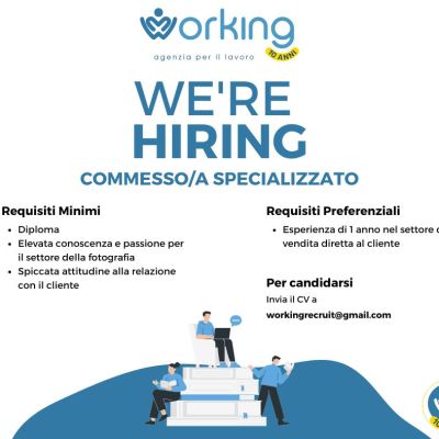 4/25 – Ricerca di Personale – Commesso/a Specializzato/a